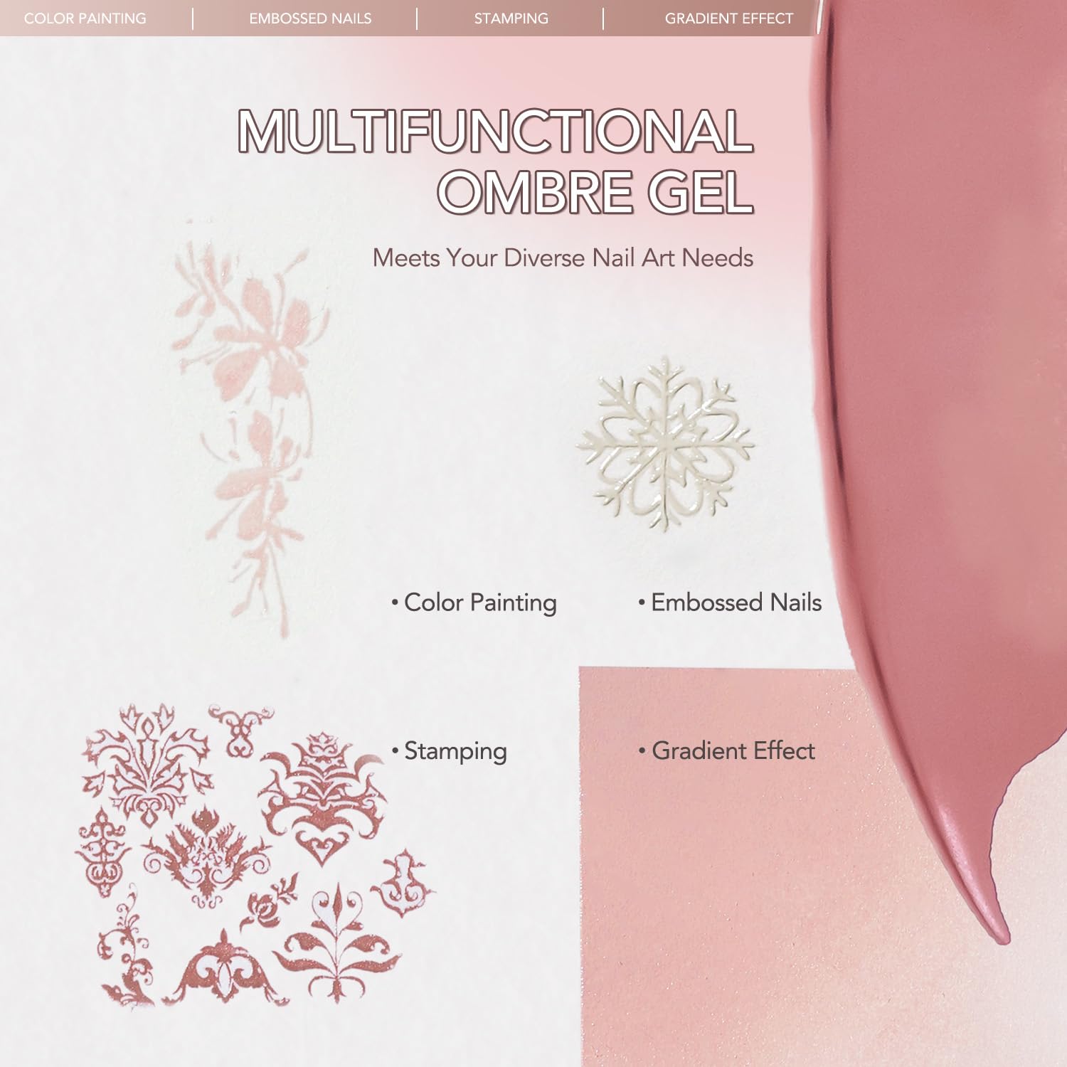 Hand demonstrating gradient nail art with Gaoy patting gel