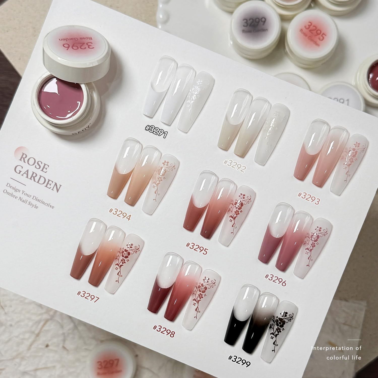 Close up of Gaoy Rose Garden gel nail colors
