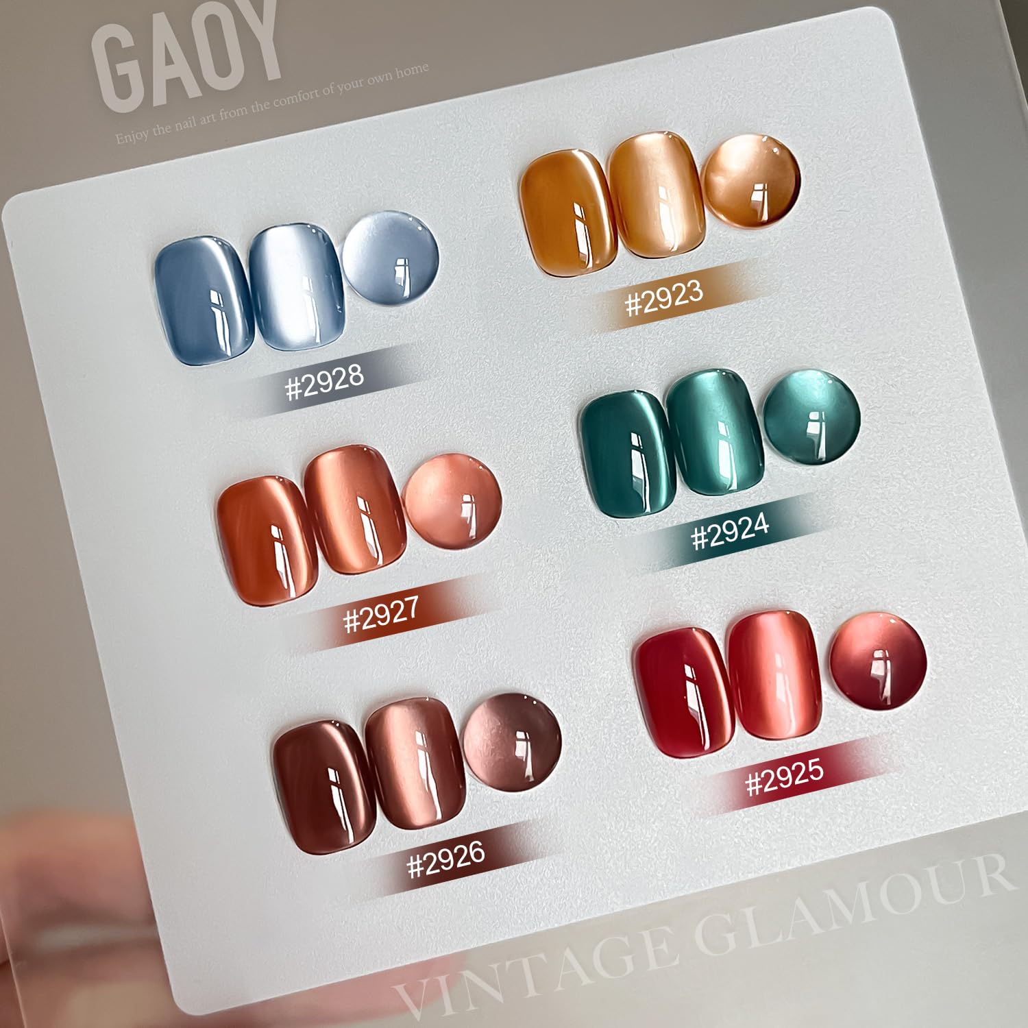 Six colors of Gaoy cat eye gel polish with magnetic tool