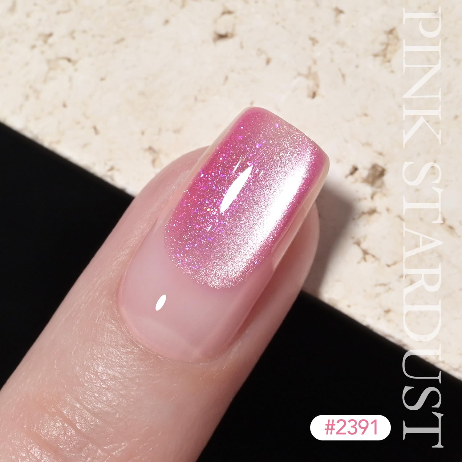 Close up of Gaoy holographic translucent gel texture