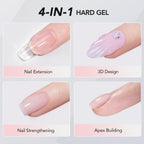 Finished clear nail extensions under ultraviolet lamp