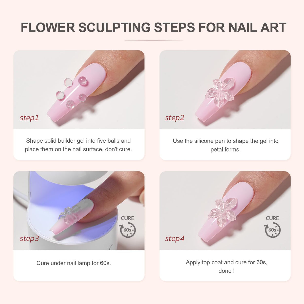 Complete set components of Gaoy solid builder gel kit for professional nails