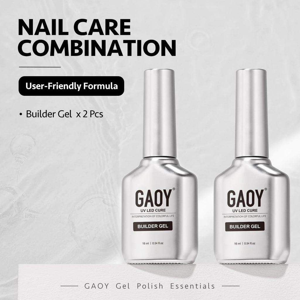 Gaoy clear builder gel bottles with label details