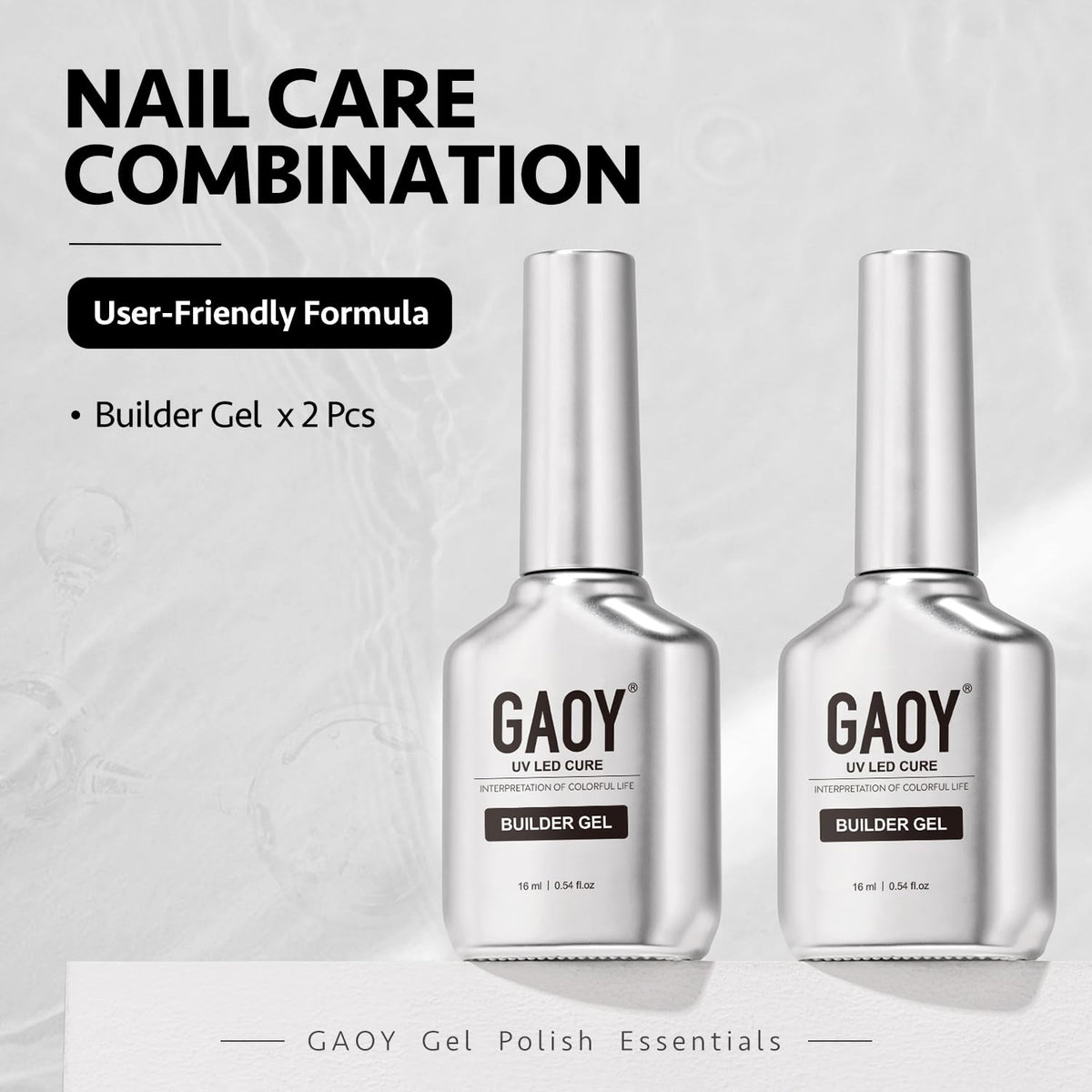 Gaoy clear builder gel bottles with label details