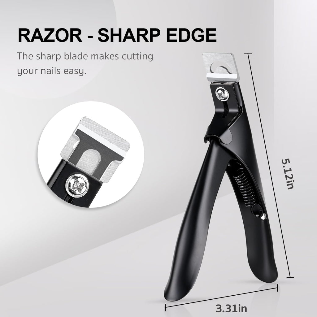 Black acrylic nail cutter showing ergonomic handle design