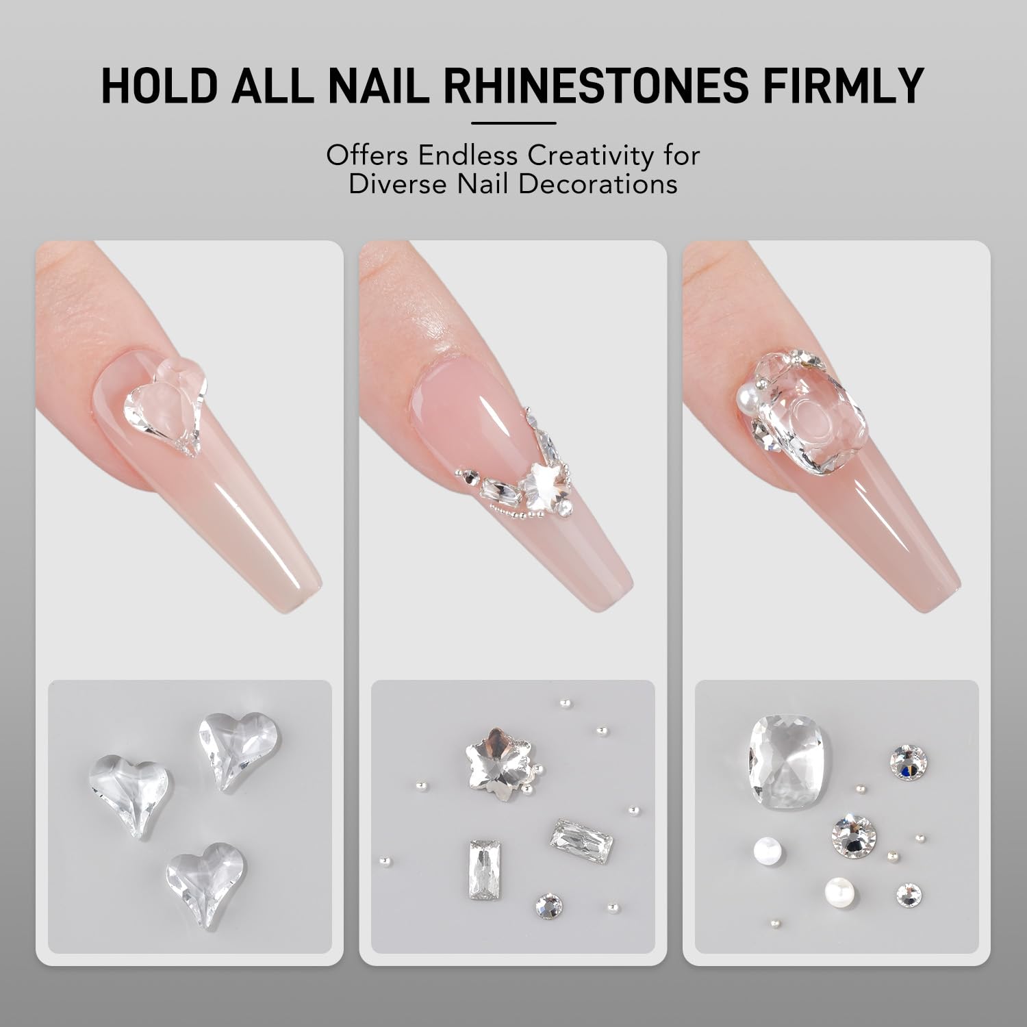 Detailed texture of GAOY rhinestone adhesive gel