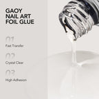 Close-up of GAOY nail art foil transfer gel brush dripping clear liquid