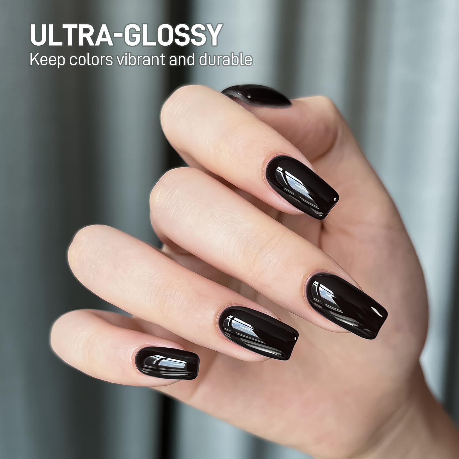 Side angle view of the thick clear self leveling hard gel bottle for nail strengthening.