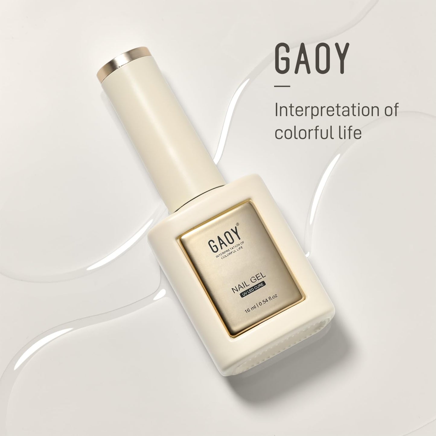 Authentic GAOY professional salon quality clear builder gel bottle packaging layout.