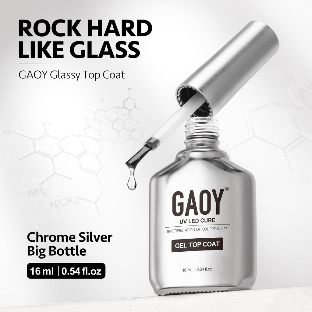 Gaoy glassy clear gel top coat side angle view