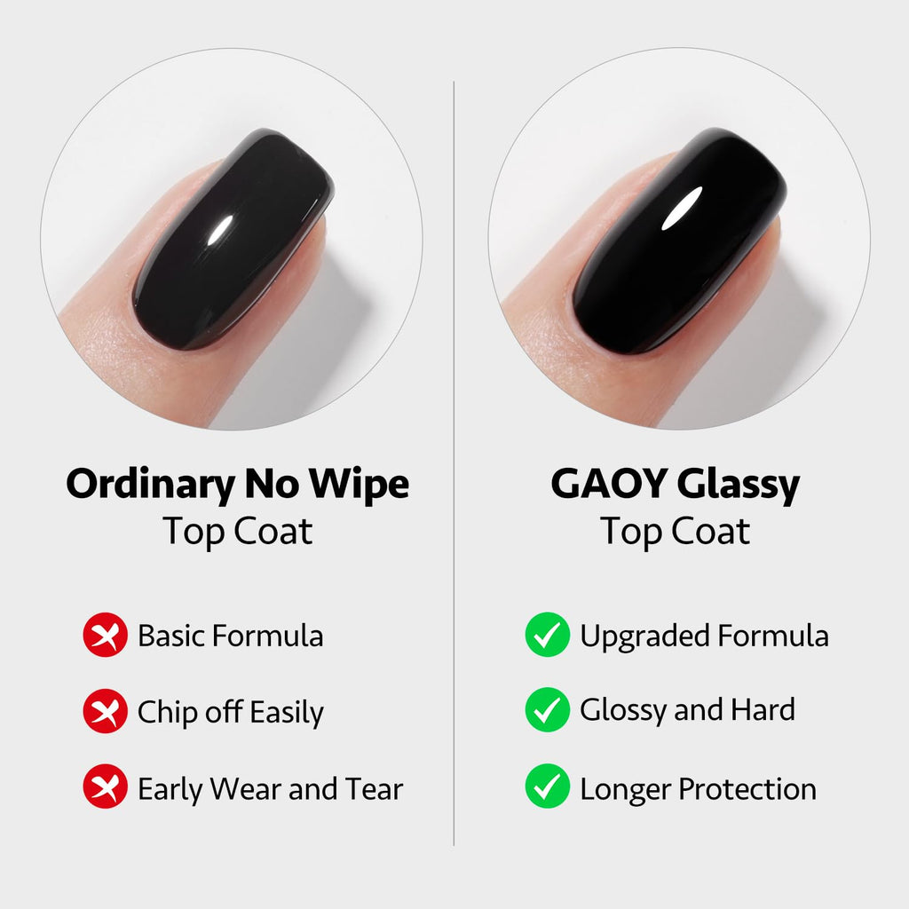 Gaoy nail polish top coat bottles with label details
