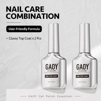 Side by side view of both bottles in the gaoy long lasting gel nail art kit