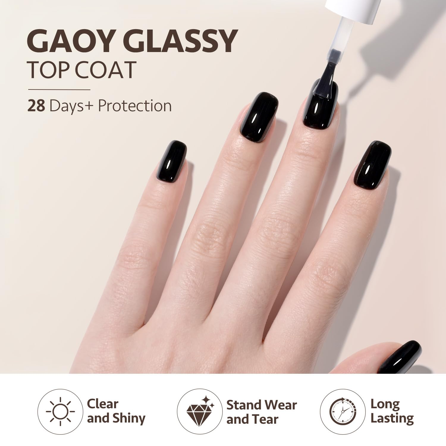 Side view of GAOY seven point three milliliter nail gel bottles showcasing the premium glass packaging