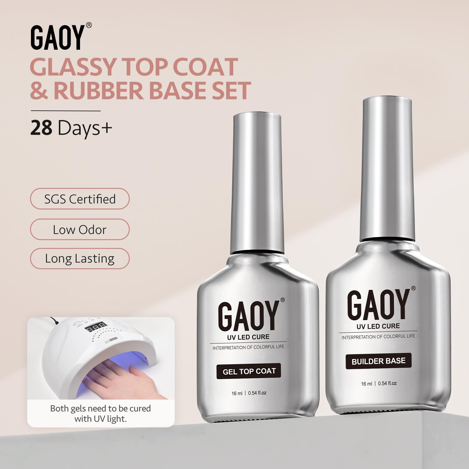 Gaoy nail gel set packaging and bottle contents