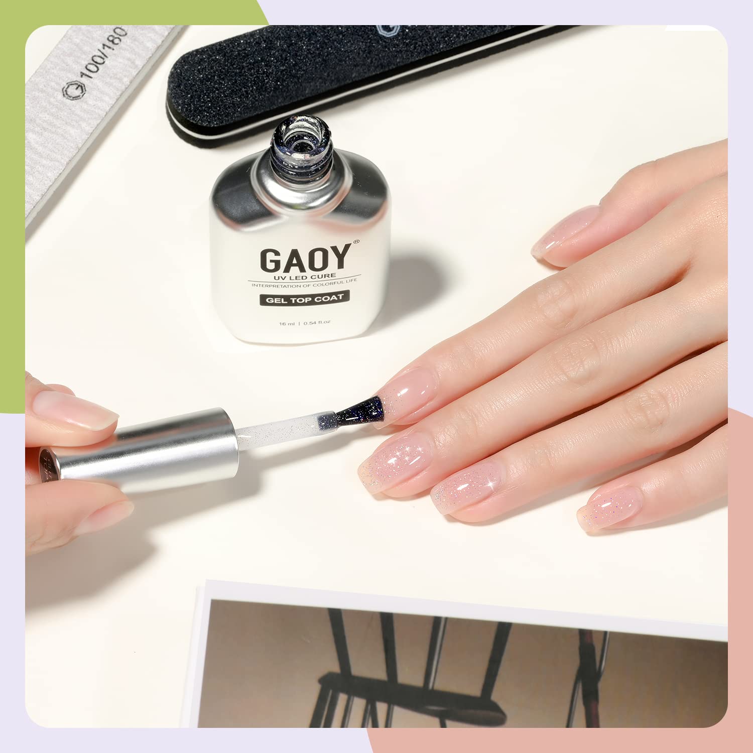 Gaoy no wipe gel top coat product packaging label