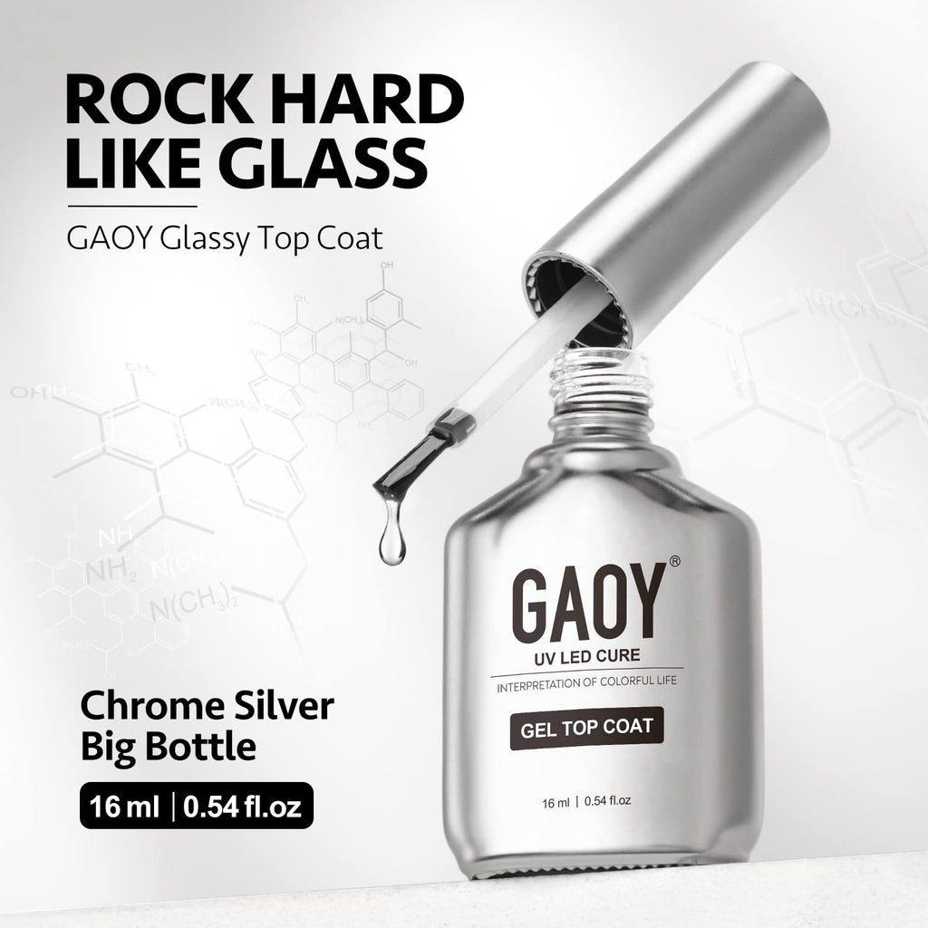 GAOY 16 milliliters gel bottles showing chrome silver design