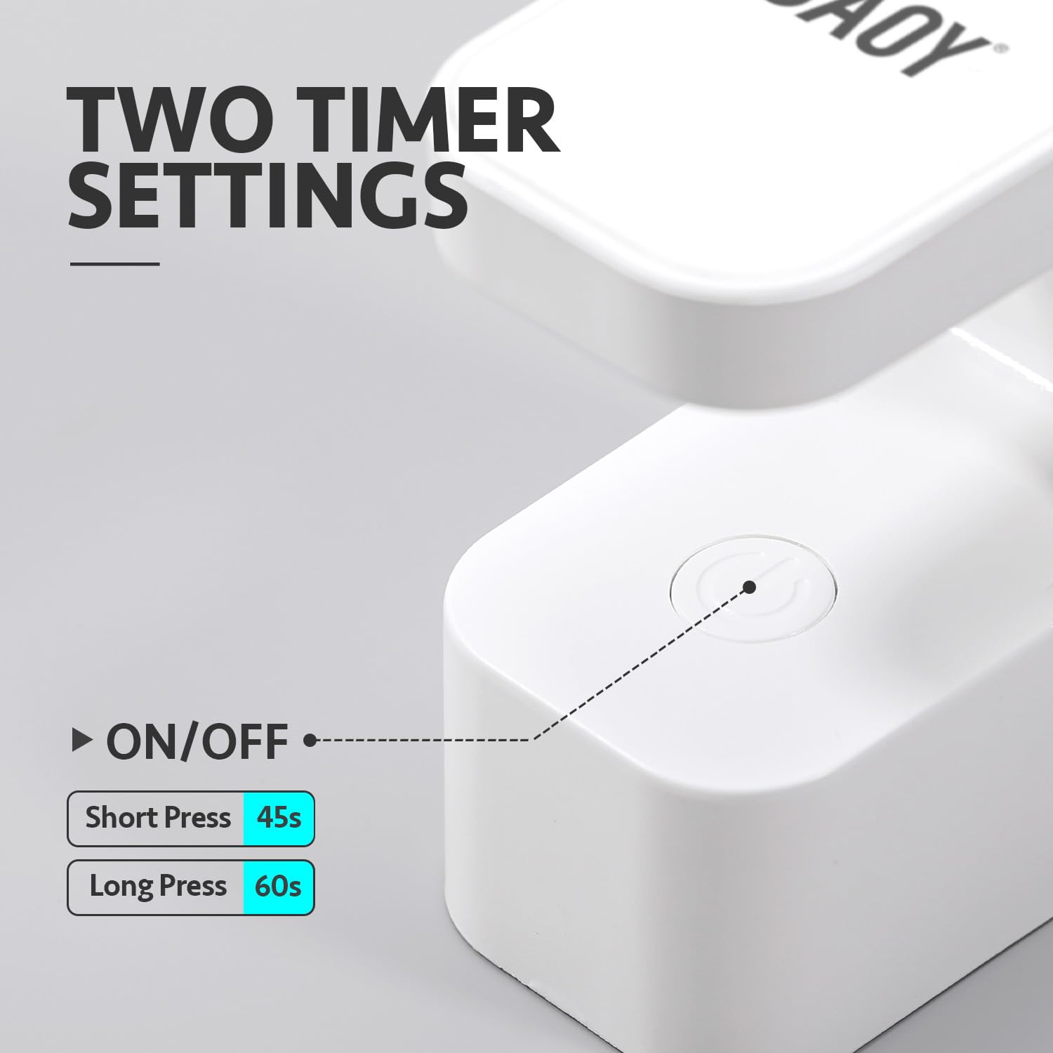 GAOY U-shaped LED nail lamp showing internal six LED units structure