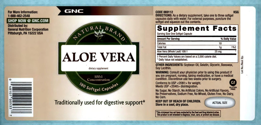 GNC Natural Brand Aloe Vera capsules bottle lifestyle shot