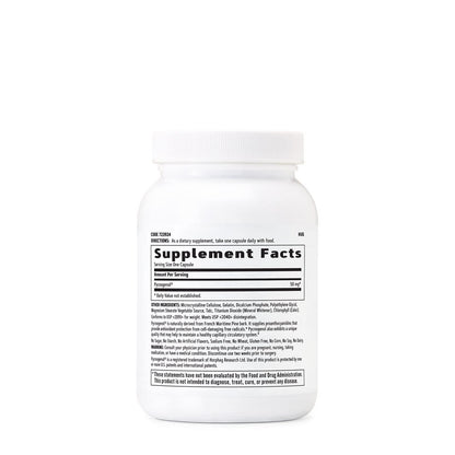 GNC Pycnogenol 50mg supplement facts label showing French maritime pine bark extract ingredients