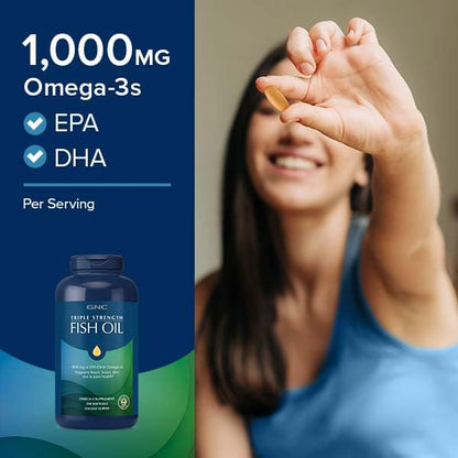 GNC 1000mg EPA and DHA softgels side view packaging
