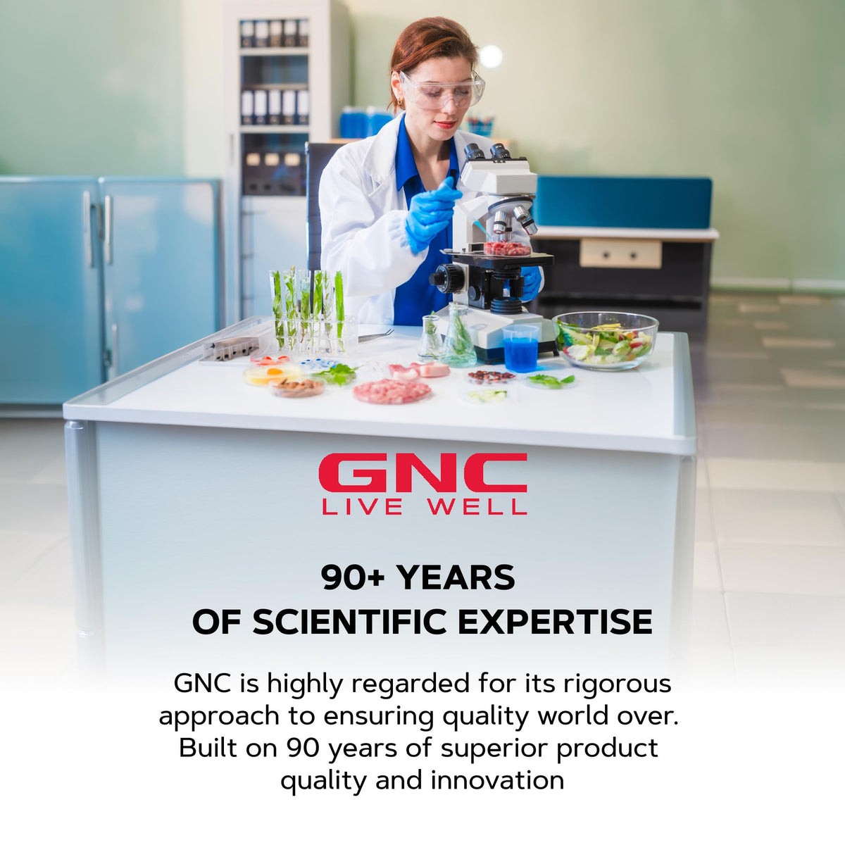 Gnc health supplement container close up shot