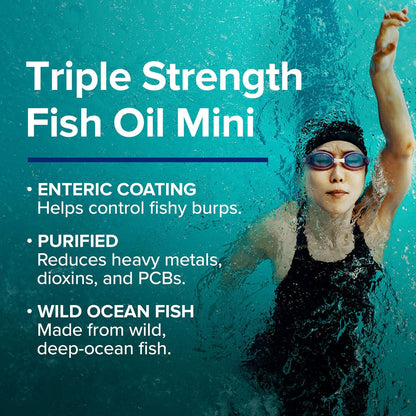 GNC Triple Strength Fish Oil Mini Softgels enteric coated capsules