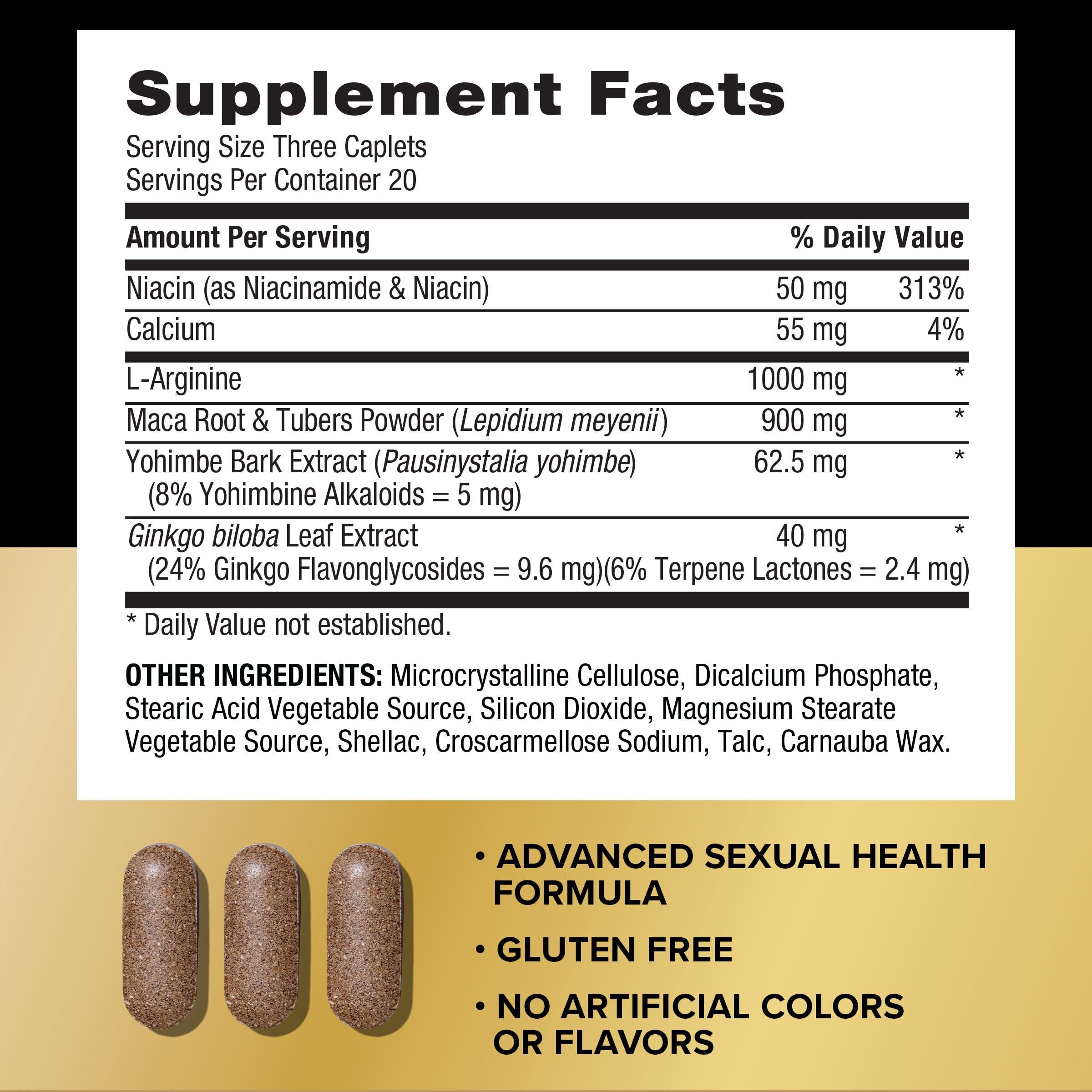 GNC Men's Maca Man supplement label nutritional facts