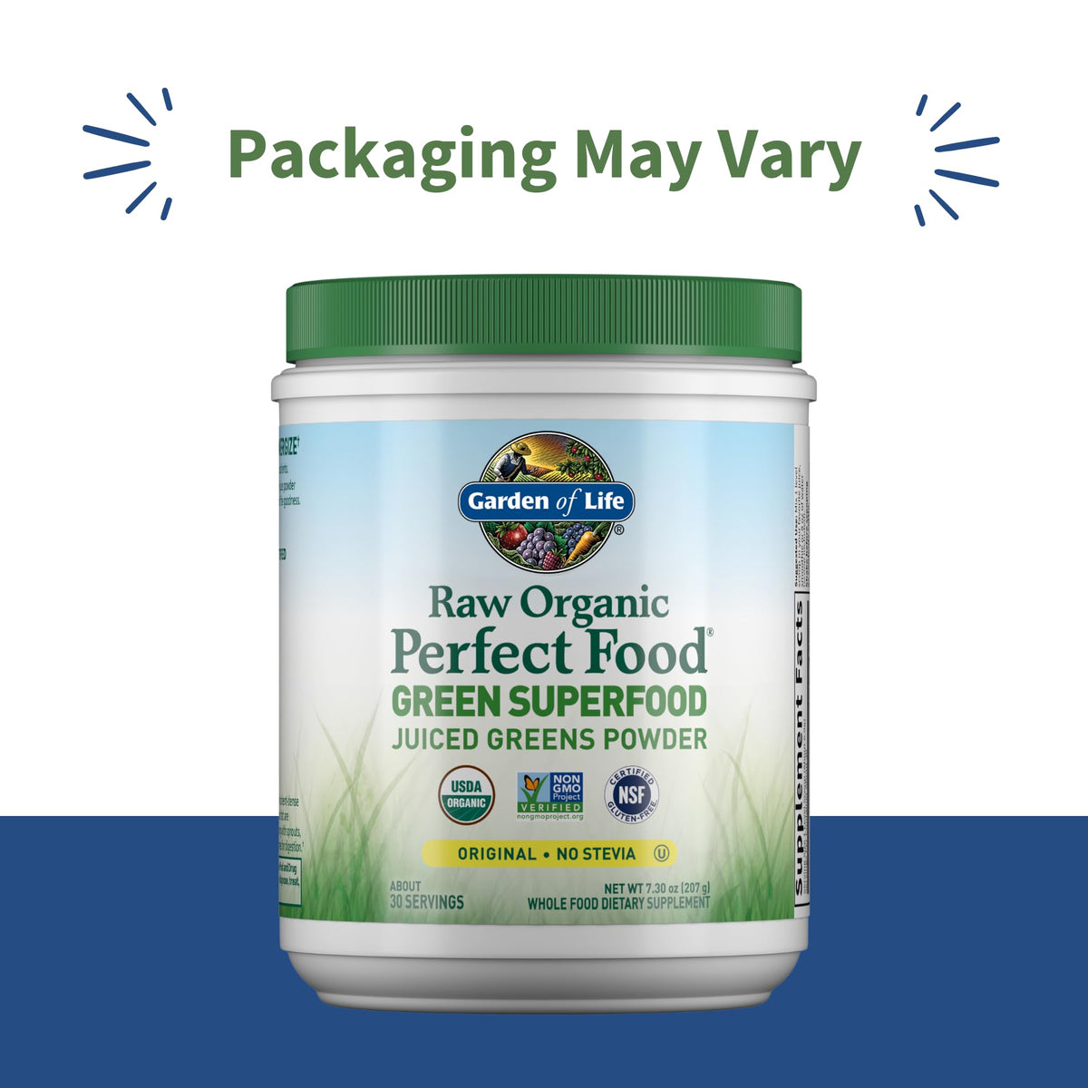 Garden of Life raw organic green superfood powder nutritional facts and ingredients label