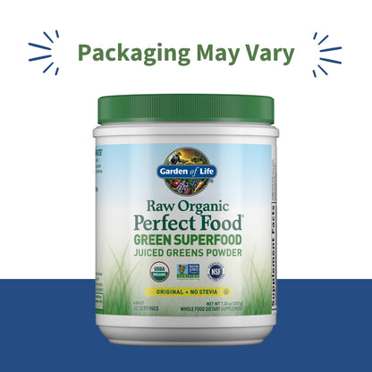 Garden of Life raw organic green superfood powder nutritional facts and ingredients label