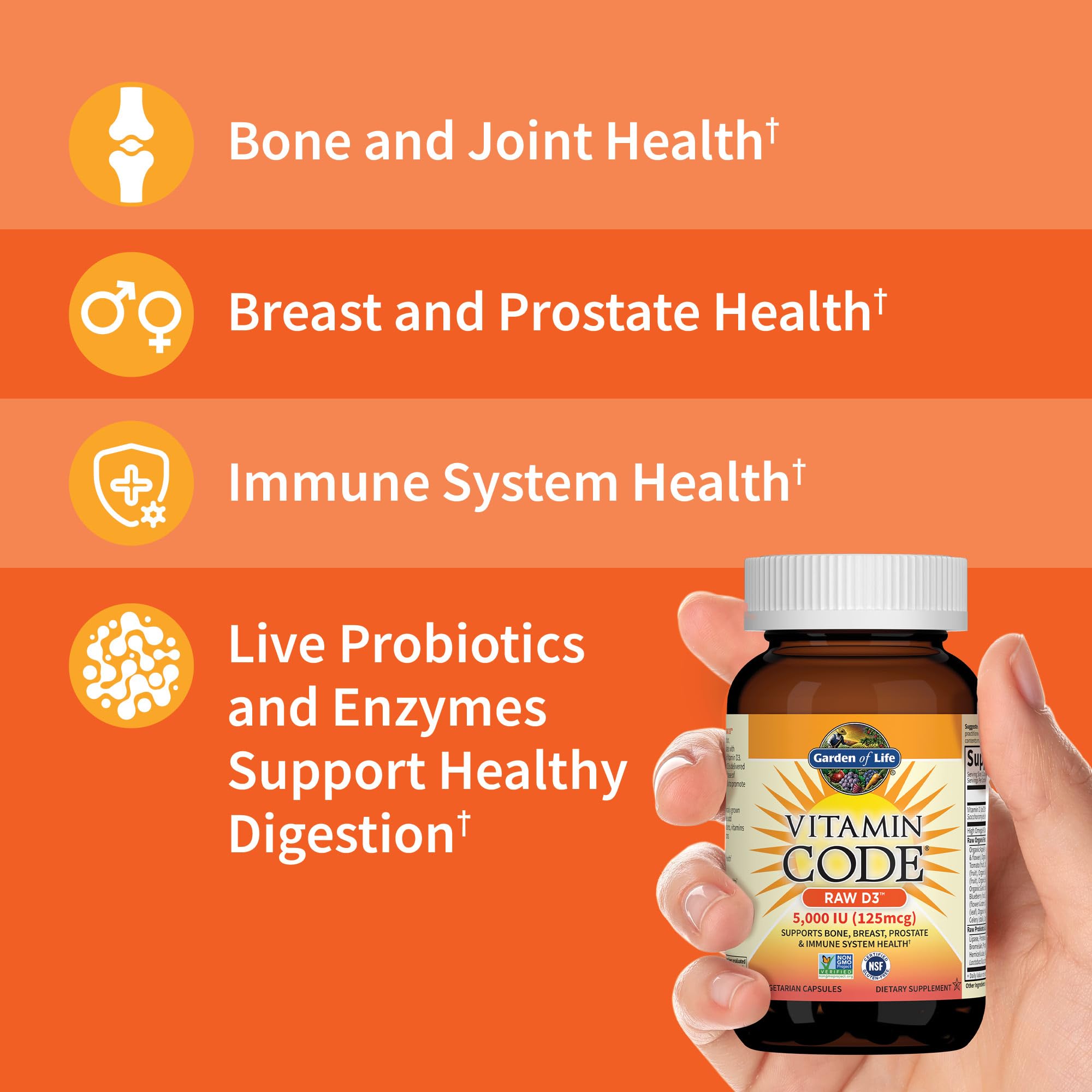 Garden Of Life Vitamin Code Raw D3 120 capsules side label view