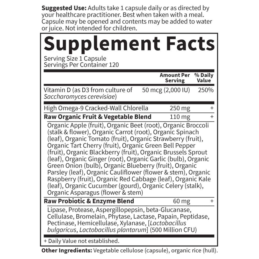 Garden Of Life Vitamin Code Raw D3 organic fruit and vegetable blend graphic