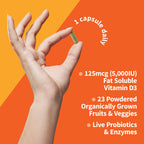Garden Of Life Vitamin Code Raw D3 60 count vegetarian capsules close up view