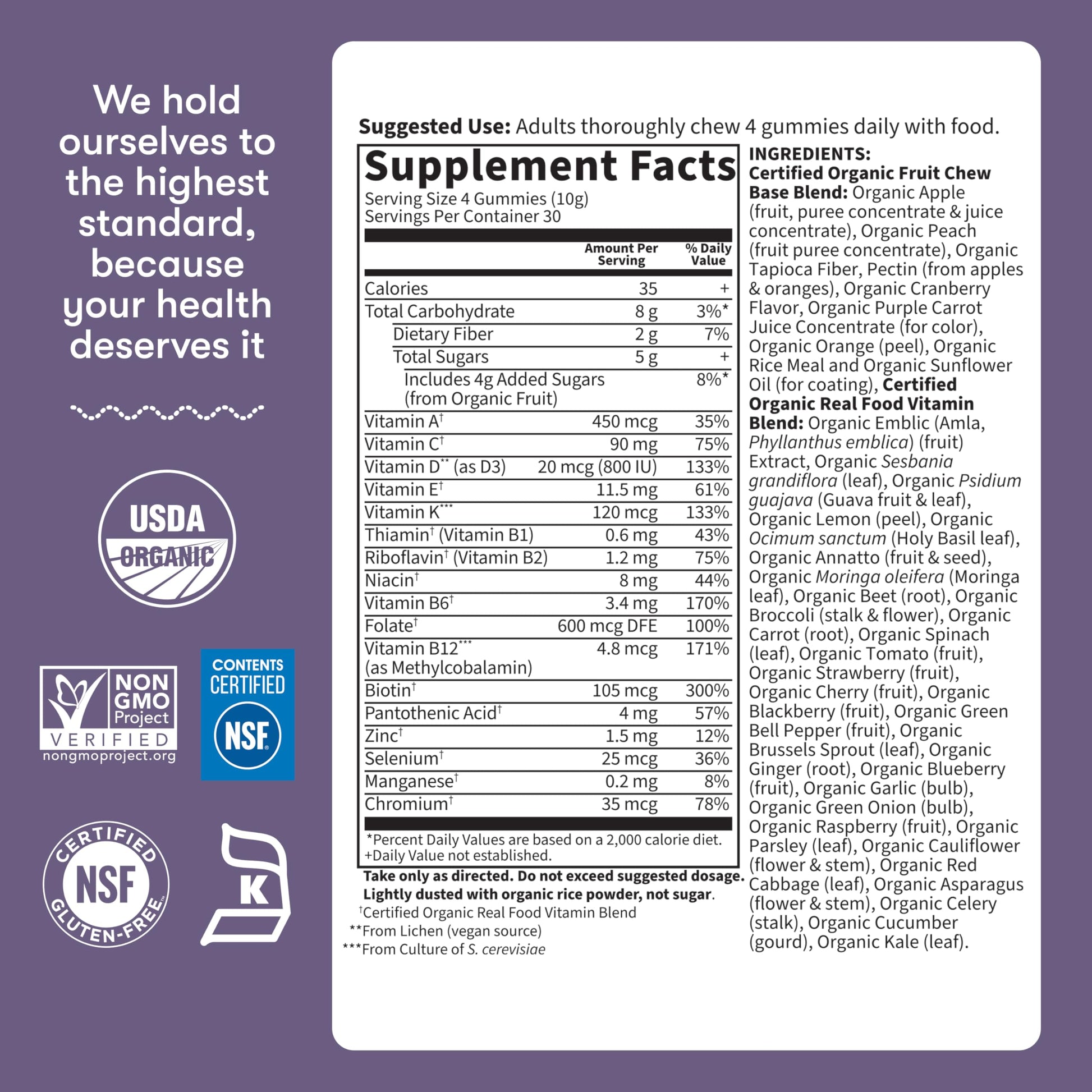 Garden of Life prenatal gummies 120 count bottle side view