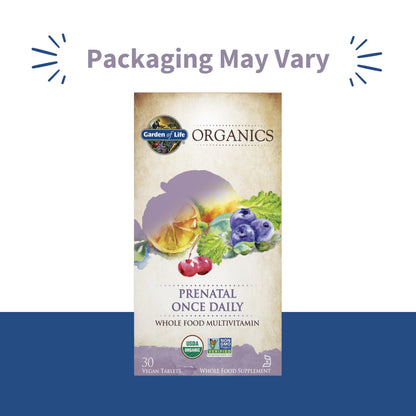 Garden of Life Prenatal whole food multivitamin bottle packaging