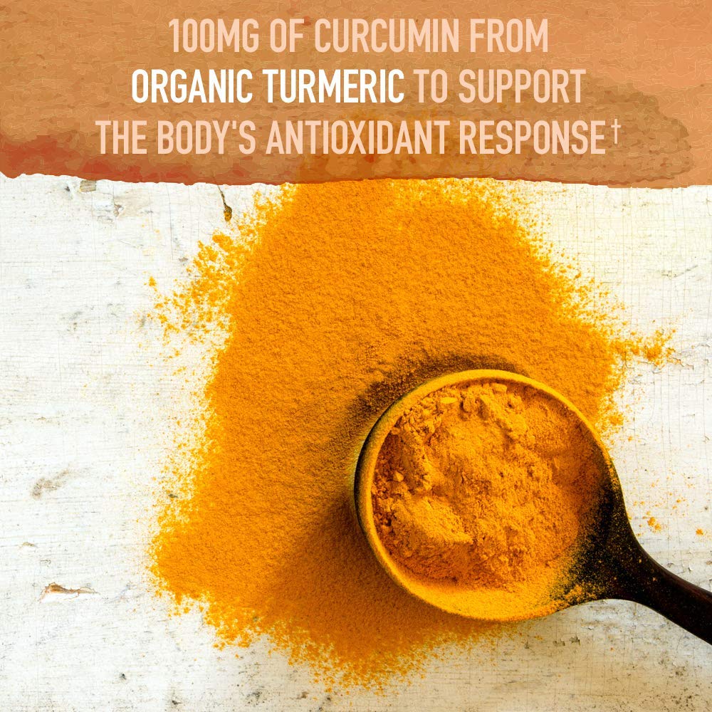 Garden of Life certified USDA Organic and non-GMO vegan turmeric pills for inflammatory support.