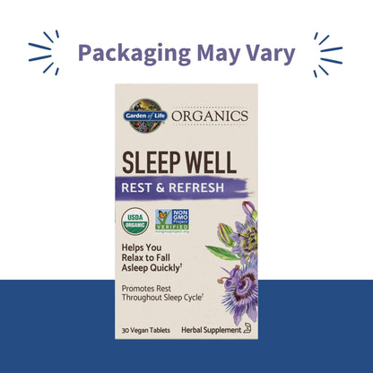 Garden of Life Rest and Refresh sleep supplement organic ingredients label view