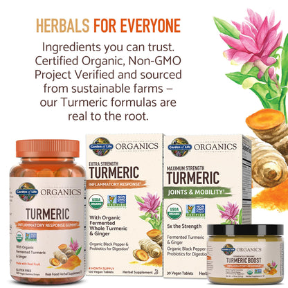 Premium imported packaging of Garden of Life organic fermented turmeric and ginger fruit chews