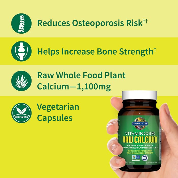 Garden of Life plant based whole food raw calcium supplement bottle showing supplement facts label