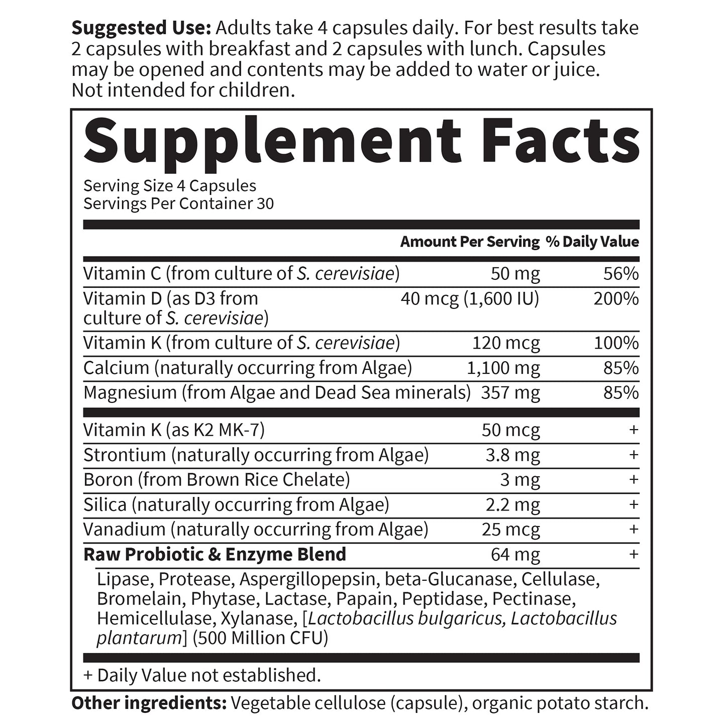 Garden of Life whole food matrix calcium supplement capsules with probiotics and enzymes info