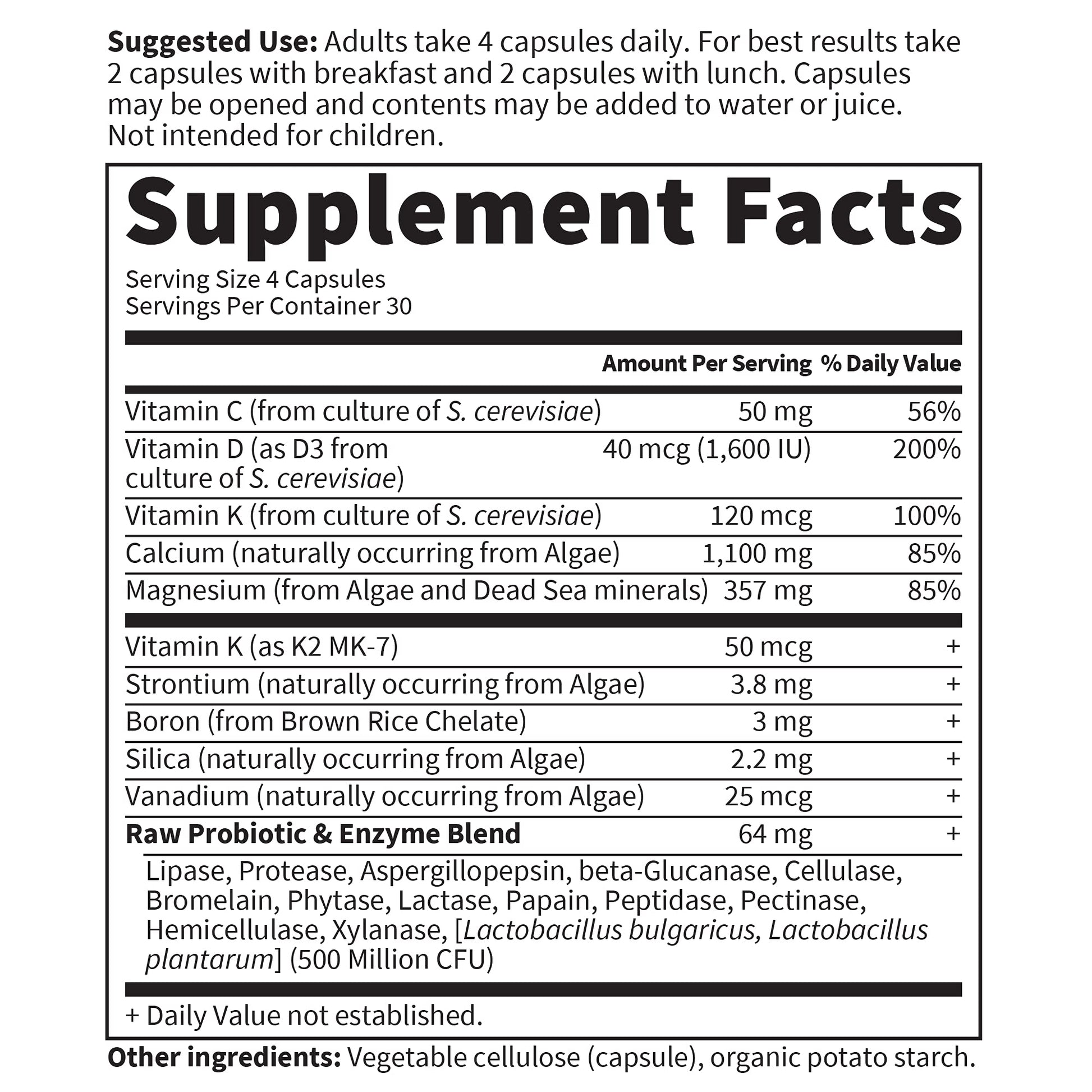 Garden of Life whole food matrix calcium supplement capsules with probiotics and enzymes info