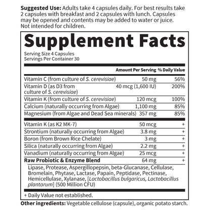 Garden of Life whole food matrix calcium supplement capsules with probiotics and enzymes info