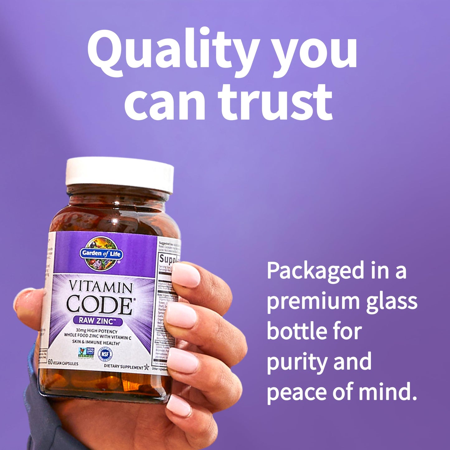 Garden of Life Vitamin Code Non-GMO certified vegan zinc supplement