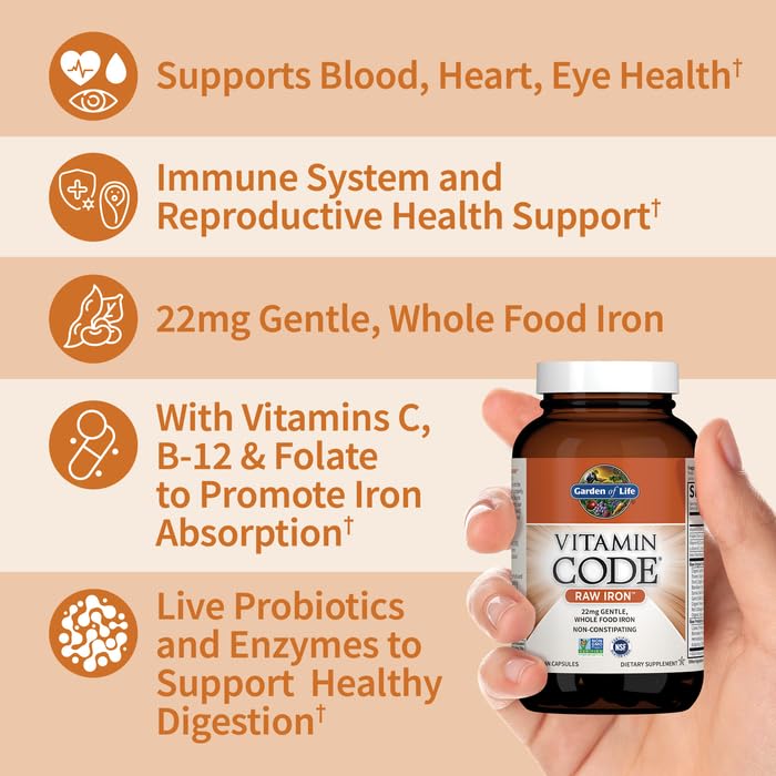 Garden of Life gentle whole food iron supplement bottle displaying supplement facts panel