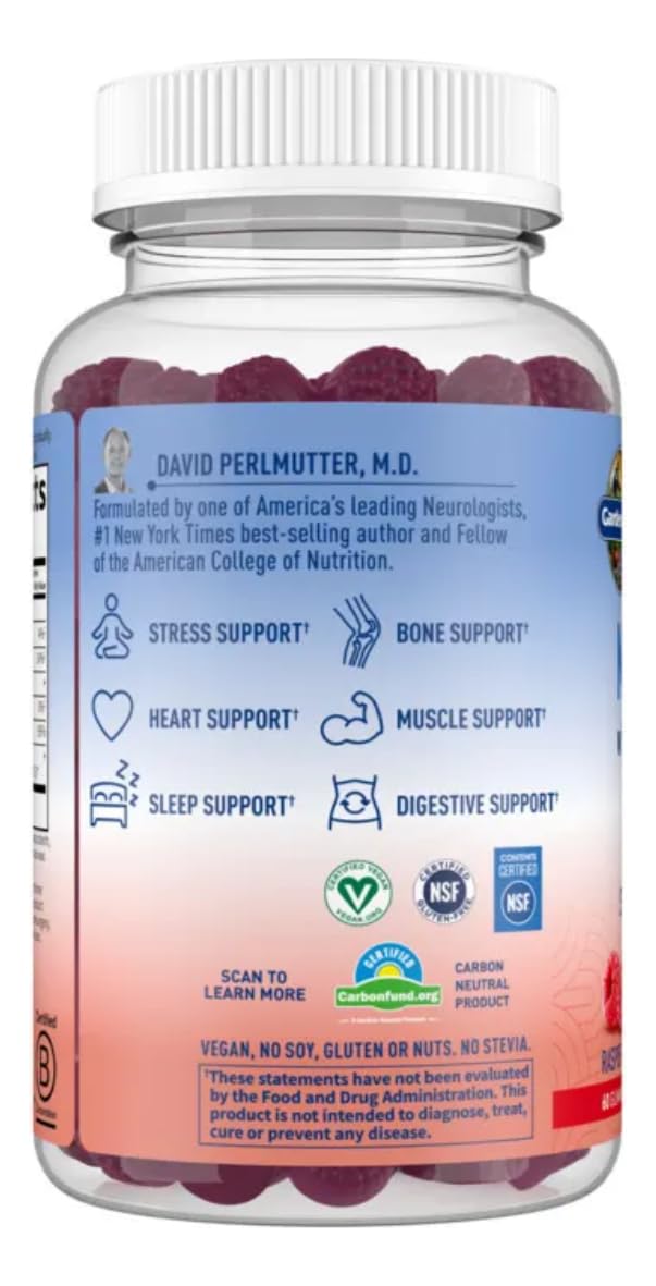 Close up of sugar free vegan magnesium gummies with prebiotics and probiotics for daily relaxation.