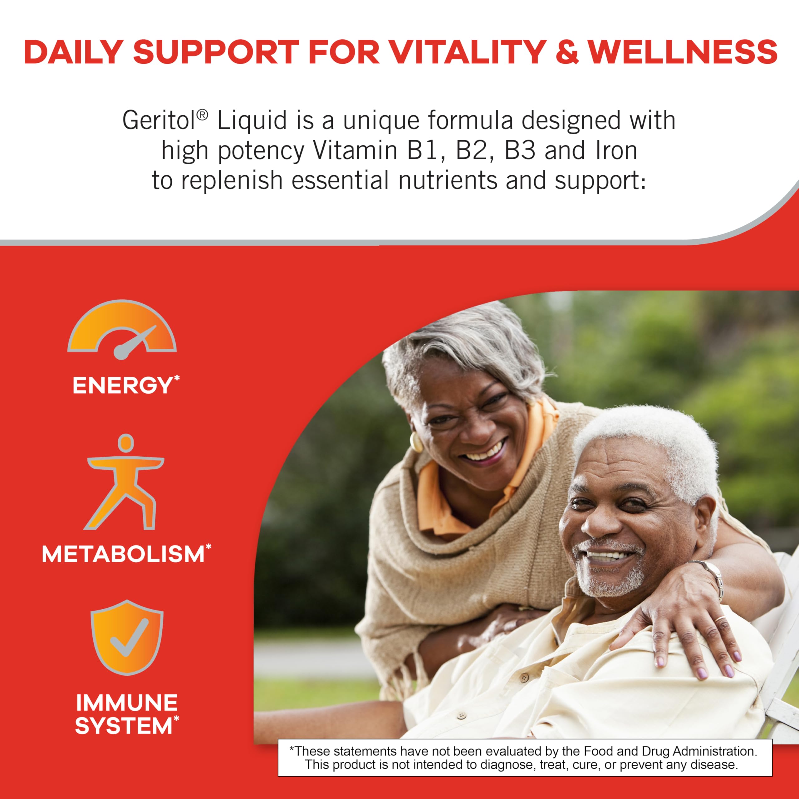 Geritol energy support liquid dietary supplement nutritional facts label