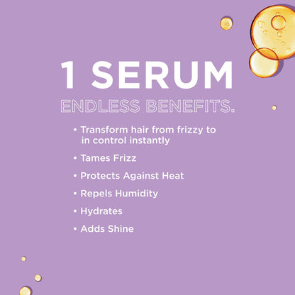 John Frieda Frizz Ease premium heat protectant hair serum bottle standing upright