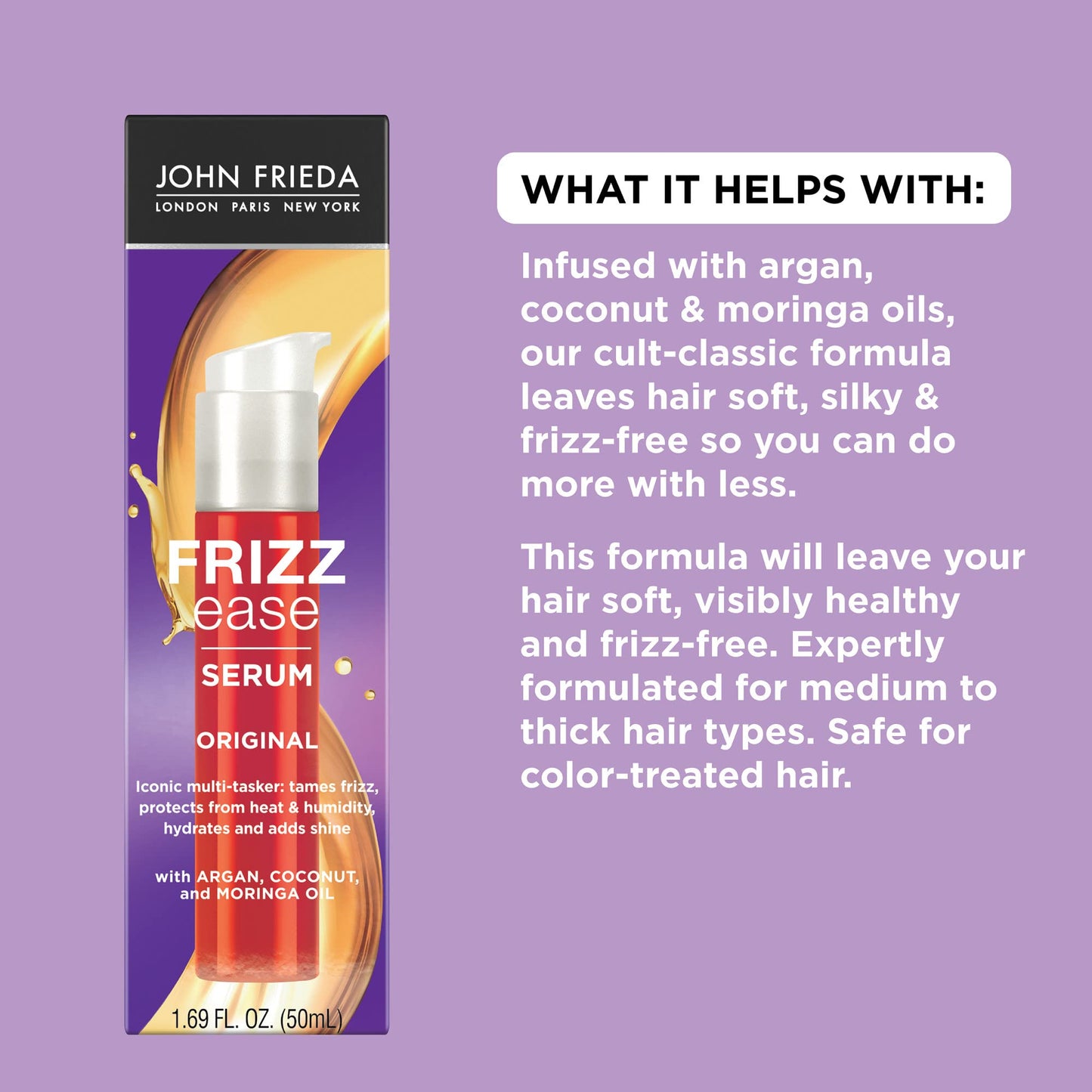 John Frieda Frizz Ease 1.69 Ounce authentic packaging with clear product details