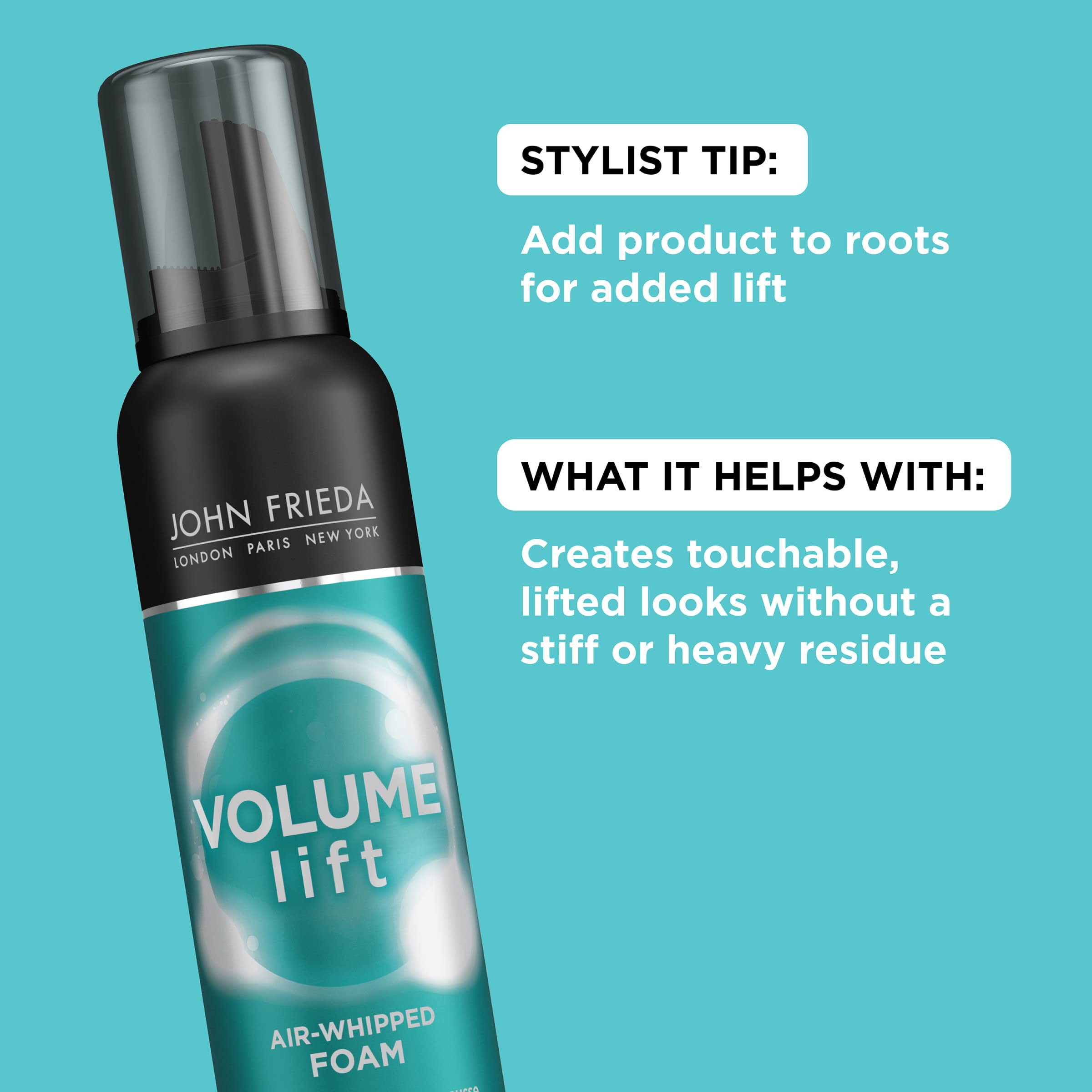 John Frieda Air Whipped Foam for fine or flat hair styling results.