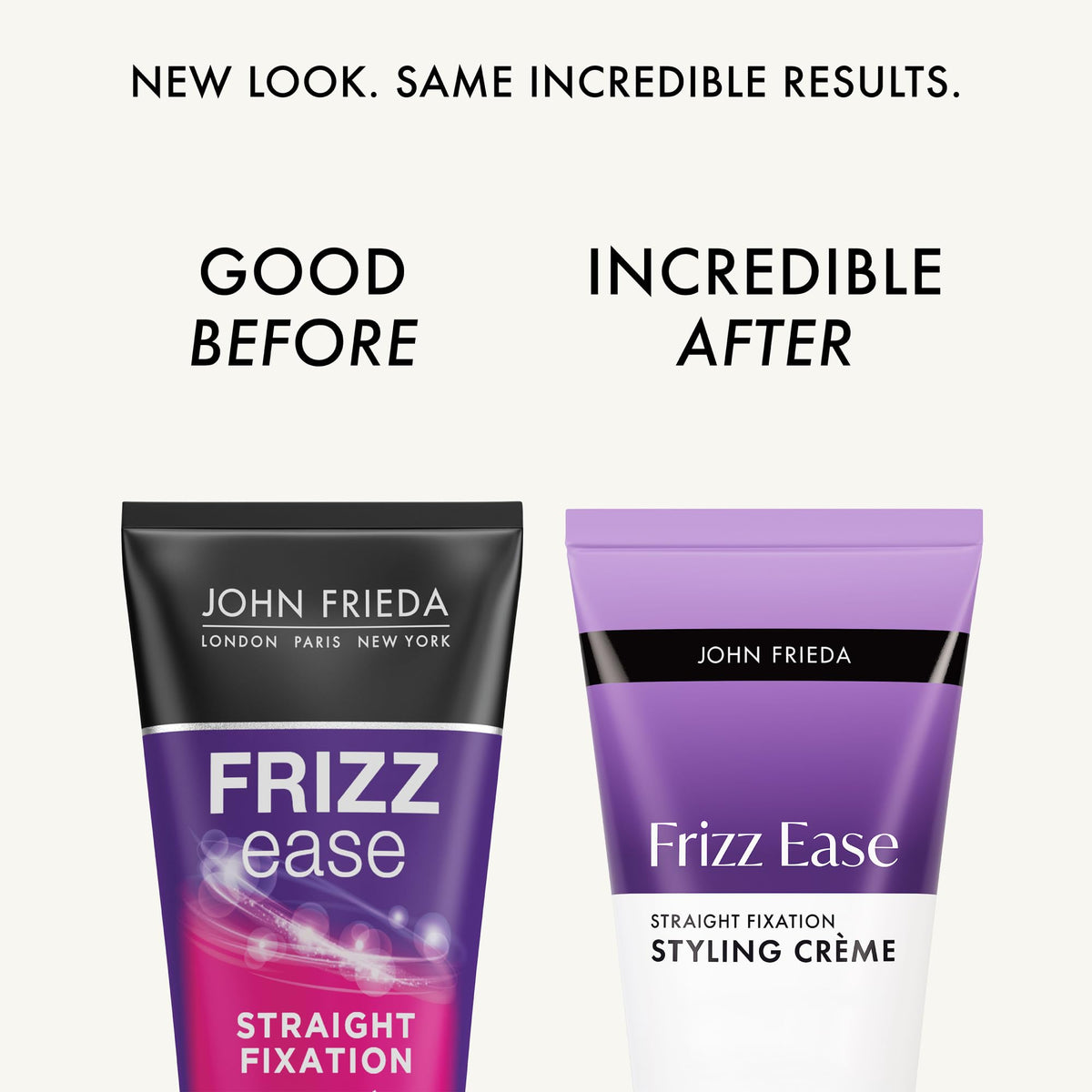 John Frieda hair straightening cream with ThermaGuard heat protection label details.