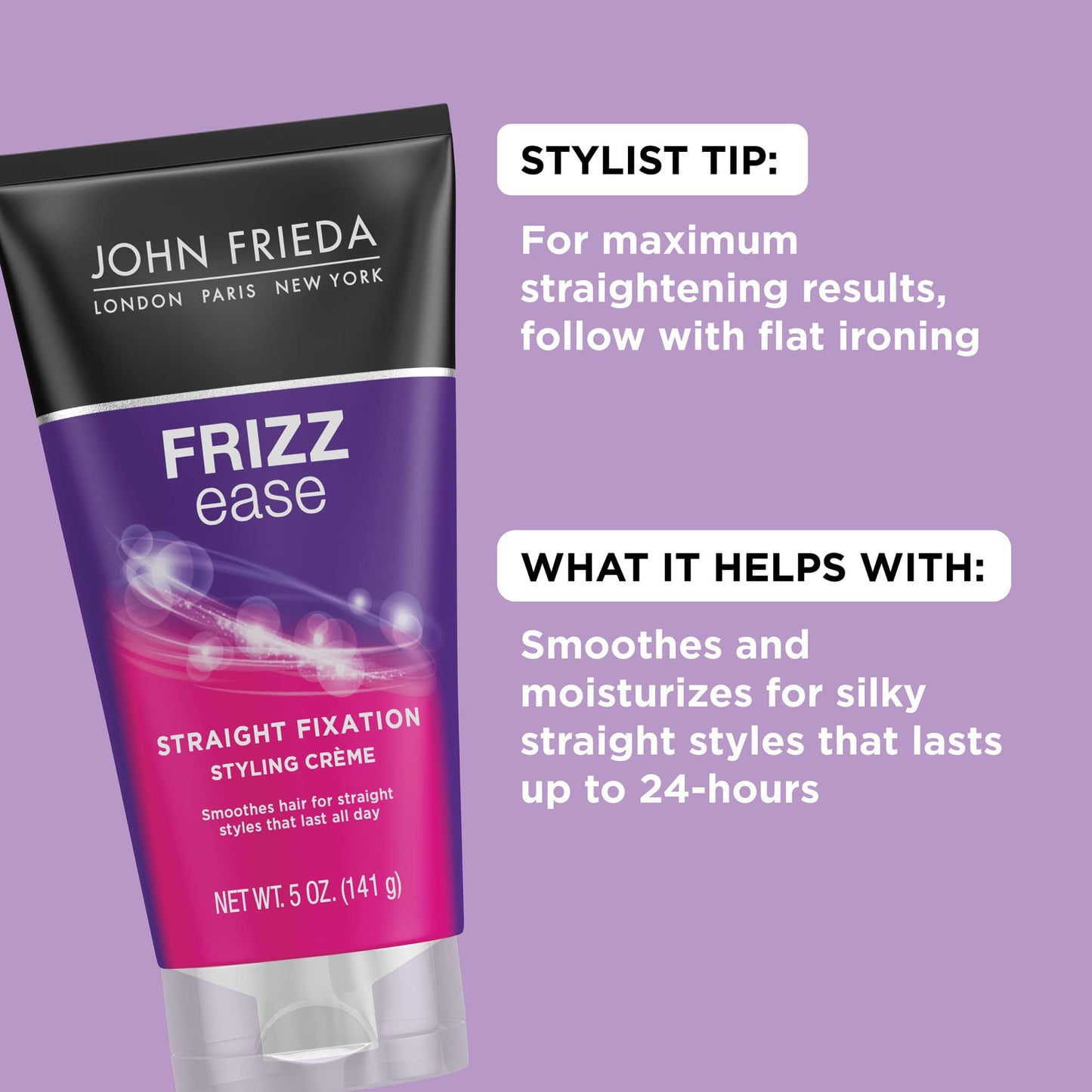 John Frieda Frizz Ease smoothing crÃ¨me texture on a flat background.